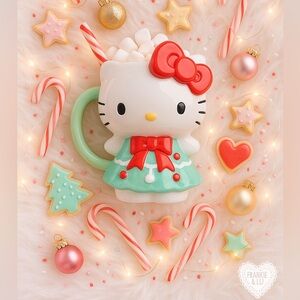 Sanrio Hello Kitty Christmas Holiday Mug Ceramic Kawaii Red Bow Collectible NWT